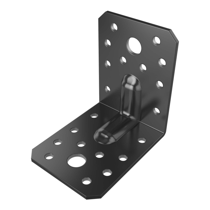 Černý úhelník do dřeva s prolisem