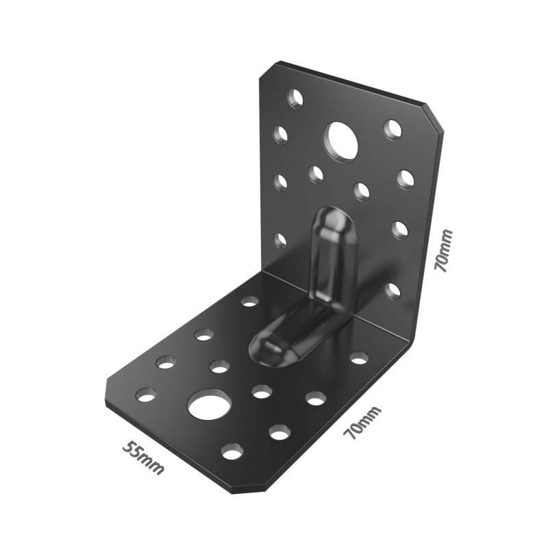 Černý úhelník do dřeva s prolisem 1