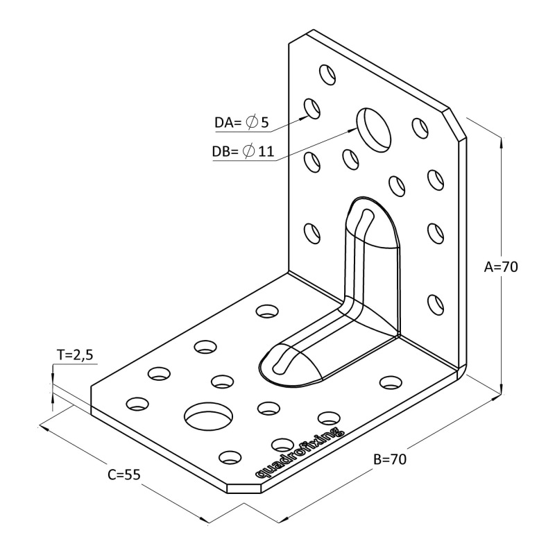 Černý úhelník do dřeva s prolisem 5