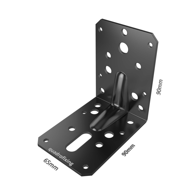 Černý úhelník do dřeva s prolisem 3