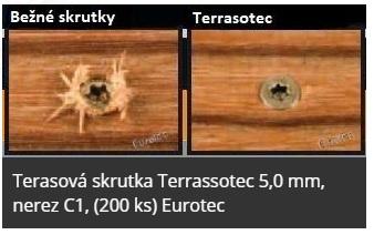 Terasový vrut Terrassotec 4,5 mm, nerez C1, (200 ks) Eurotec