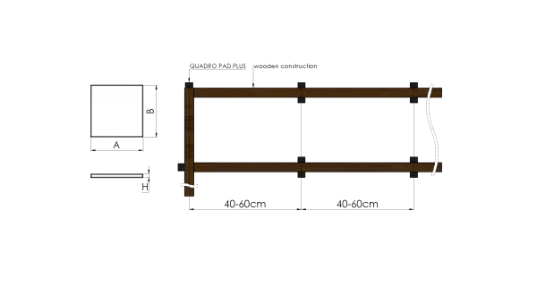 Terasové podložky tlumící PLUS  8x100x100 mm (20 ks)